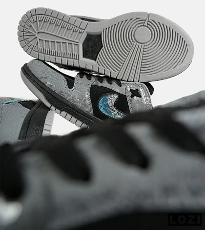 کفش کتانی مردانه و زنانه مشکی آبی نایک NIKE dunk low steam puppet