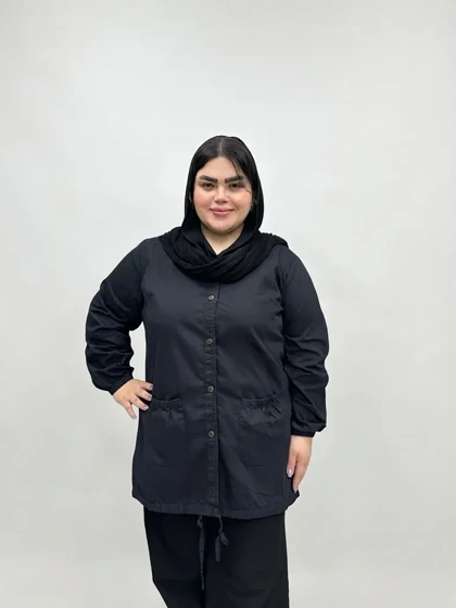 مانتو کتان یقه شکاری سایز بزرگ زنانه