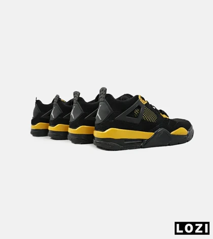 کفش کتانی ساق‌دار مردانه مشکی زرد Nike air jordan 4