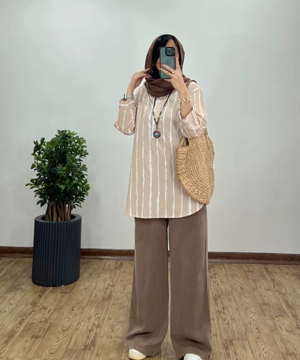 تونیک مانتویی جلوبسته پری کد 3031