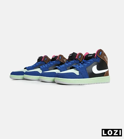 کفش کتانی مردانه و زنانه ساق‌دار مشکی آبی قهوه ای NIKE jordan 1