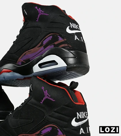 کفش کتانی ساق‌دار مردانه مشکی قرمز بنفش Nike air jordan 5 v02