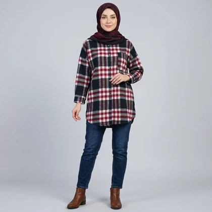 شکت زنانه چهارخونه پاییزی کد 132