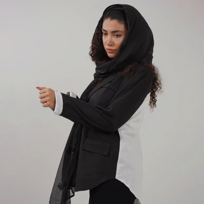 کت لینن کجراه پشت چاک