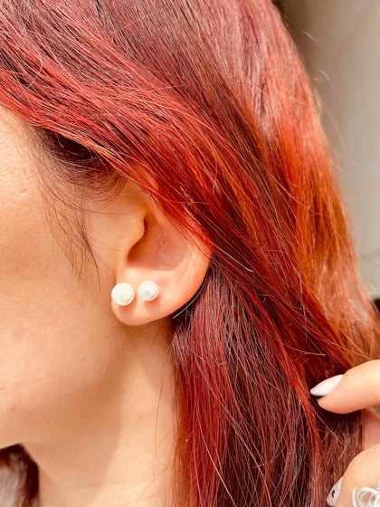 گوشواره تک مروارید در دو سایز ژوپینگ