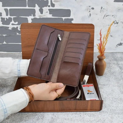 ست هدیه مردانه چرم طبیعی کیف پول و کمربند