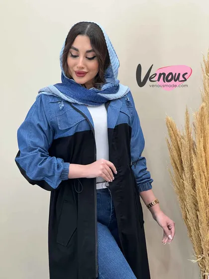 مانتو بلند ترکیبی کمرگت