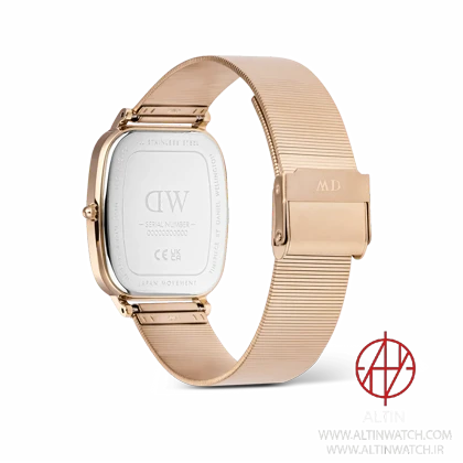 ساعت مچی زنانه دنیل ولینگتون (Daniel Wellington) مدل DW00100815 (قاب چهارگوش، رزگلد، صفحه طرح پارچه کتان)