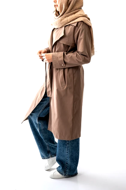 بارانی بلند کمربند دار زنانه