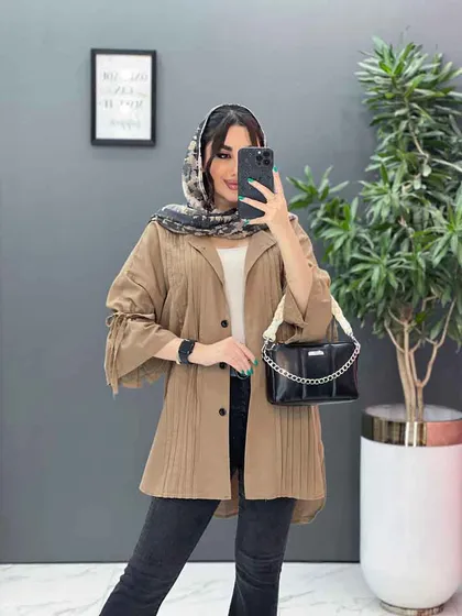 مانتو لینن جلو پیله آستین گت