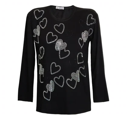 بلوز ویسکوز زنانه نگین‌دار قلبی