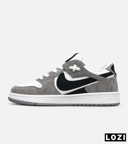 کتانی نایک Air Jordan 1 سفید طوسی مشکی مدل 9697 استایل خیابانی
