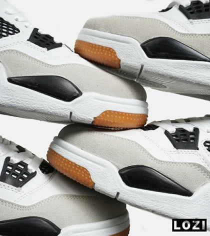 کتانی ساق‌دار زنانه و مردانه سفید مشکی Nike air jordan 4 مدل 6593