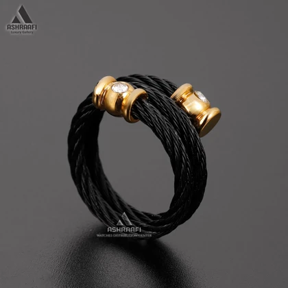 انگشتر زنانه مشکی Cable Ring KG01