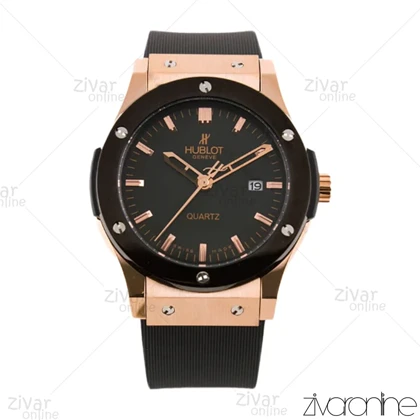 ست ساعت هابلوت کلاسیک فیوژن سه موتوره مشکی رزگلد بند رابر 102201