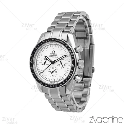ساعت امگا اسپیدمستر مردانه سه موتوره استیل صفحه سفید 106803