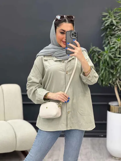 مانتو برش‌دار دو جیب روژین