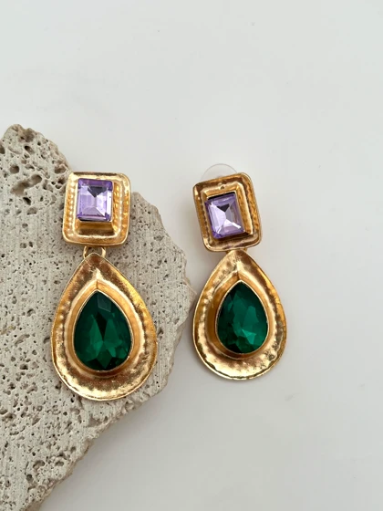 گوشواره طرح قدیمی نگین سبز