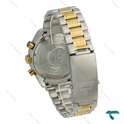 ساعت مردانه امگا اسپیدمستر دورنگ طلایی صفحه مشکی Omega-7479-G