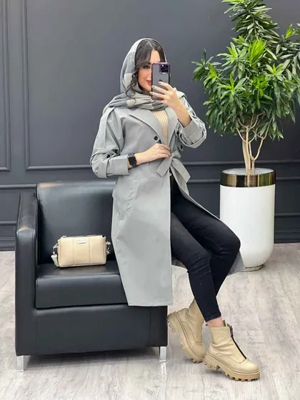 بارانی بلند ژیله دو دکمه