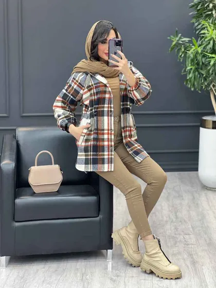 شکت چهارخونه کلاه دار کمرگت