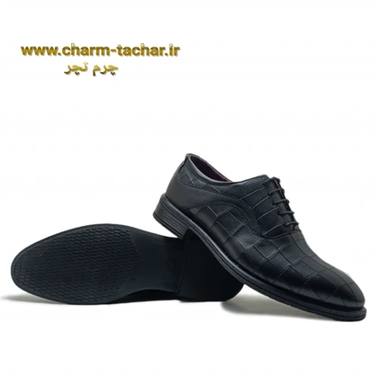 کفش رسمی مردانه چرم طبیعی سنگی کد 894