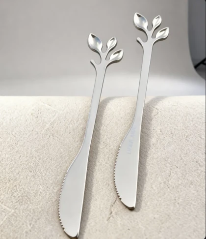 کارد صبحانه خوری 6 عددی سیلور طرح برگ