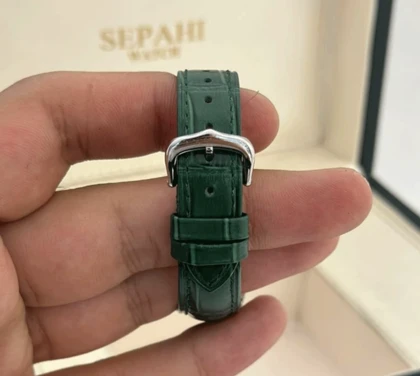 ساعت کارتیر سانتوس دومونت مردانه سیلور بند چرم سبز Cartier Santos Dumont