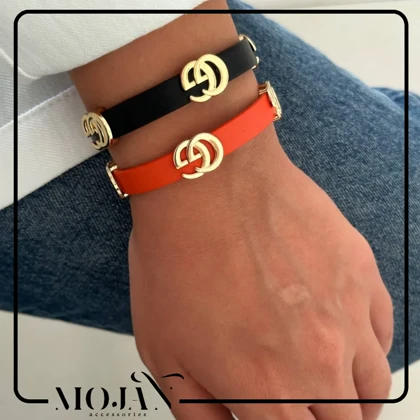 دستبند چرمی زنانه GG کد dzch1015