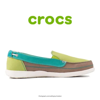 لوفر زنانه کراکس - Crocs Walu Canvas Loafer Volt Green/Island Green