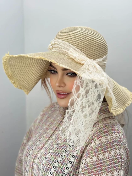 کلاه ساحلی پاپیون گیپور بدون مروارید