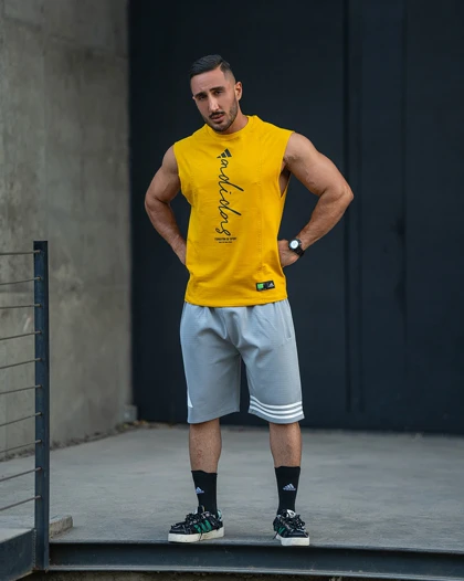 رکابی ورزشی وست ADIDAS زرد فری سایز