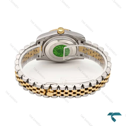ساعت رولکس زنانه دورنگ طلایی دورنگین صفحه صورتی Rolex-6540-L