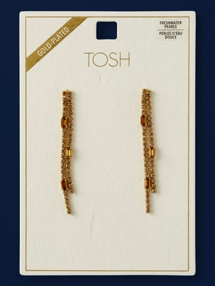 گوشواره آویز بلند از برند TOSH با آبکاری طلا (Gold-Plated)