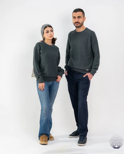 پلیور بافت سبز تیره یونیسکس Jack & | پلیور بافت سبز تیره یونیسکس Jack & Jones کد 17756