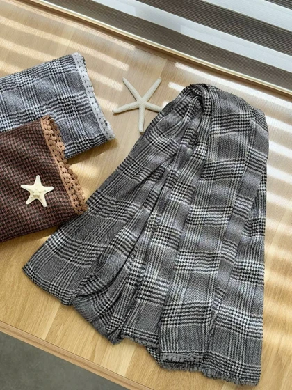 2081-شال چهارخونه عدسی