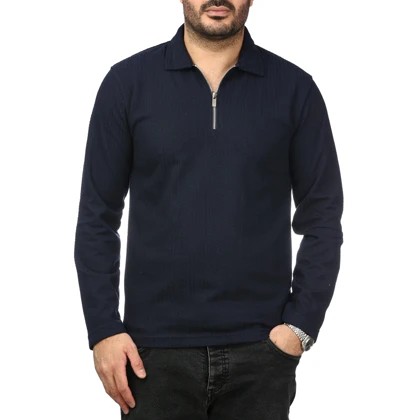 پولوشرت آستین بلند نیم زیپ مردانه سیزر مدل 1550451