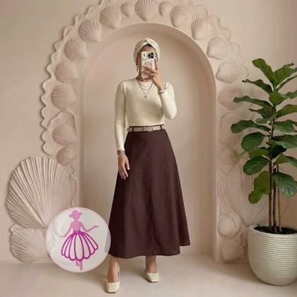 دامن لینن نیم کلوش بلند در رنگبندی متنوع