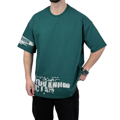 تیشرت آستین کوتاه مردانه سبز دونخ مدل KNOW