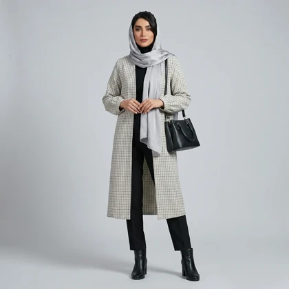 مانتو چهارخونه زنانه شانل ترک پاییزی