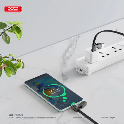 کابل شارژ 4 در 1 ایکس او مدل XO-NB290 توان 60W و طول 1m