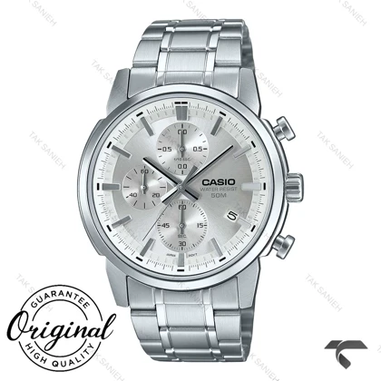 ساعت کاسیو مردانه کورنوگراف MTP-E510D-7AV تمام سیلور Casio-10385-G