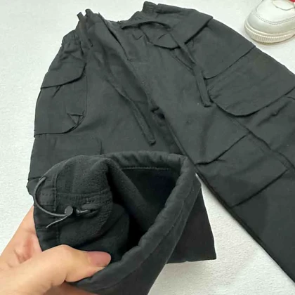 شلوار بگ کتان لاینردار بچه گانه مشکی