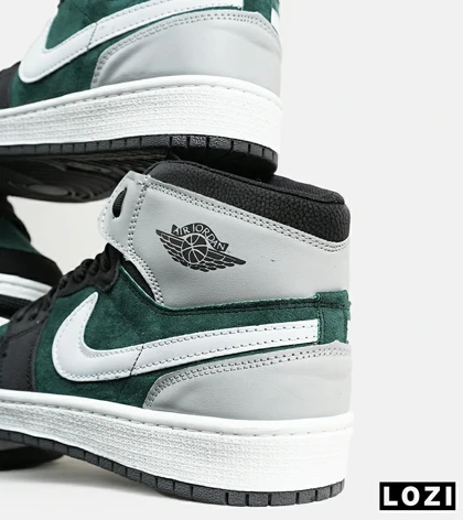 کفش کتانی ساق‌دار طوسی سبز مشکی مردانه Nike air jordan 1