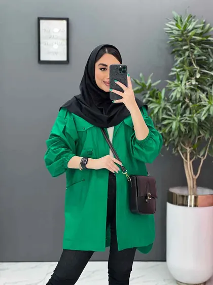مانتو لینن آستین کش چهار جیب