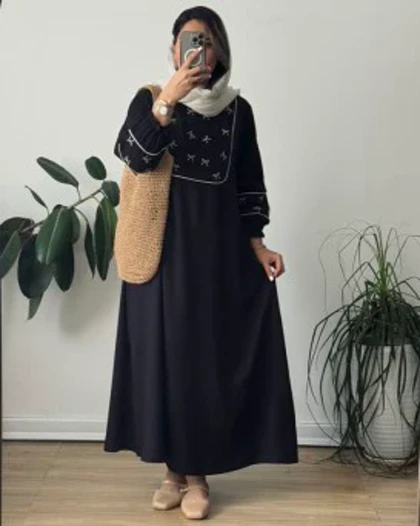 مانتو عبایی پاپیون مشکی
