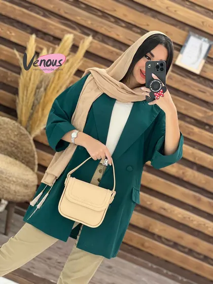 مانتو کتی چهاردکمه یقه پهن