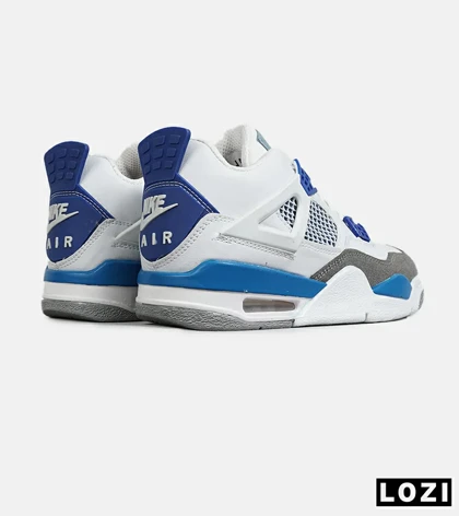 کفش کتانی ساق‌دار مردانه و زنانه سفید آبی NIKE jordan 4 مدل 7717
