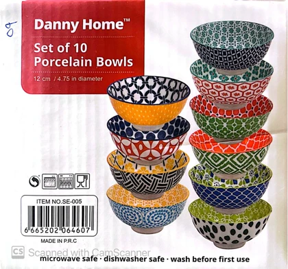 کاسه 10عددی رنگی طرح دار دنی هوم / BA59