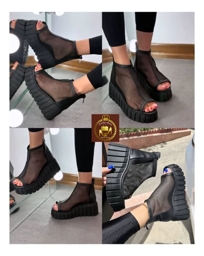 صندل سوپر لژدار زنانه توری ساق‌دار